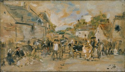Mercato del villaggio, 1844-1898 da Eugene Louis Boudin