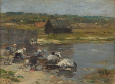 Lavandaie al bordo dello stagno, 1880-85 da Eugene Louis Boudin