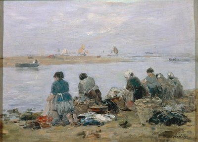 Lavandaie sulle rive del fiume Touques vicino a Trouville da Eugene Louis Boudin