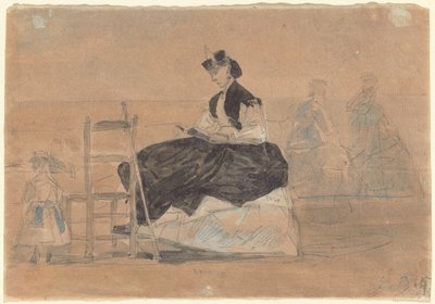 Donna in Crinolina sulla Spiaggia di Trouville da Eugene Louis Boudin