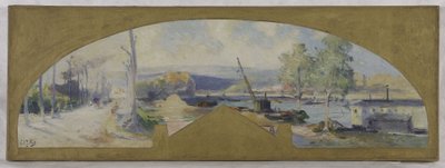 Bozzetto per il municipio di Issy-les-Moulineaux: La Senna a Issy-les-Moulineaux, circa 1901 da Eugene Louis Gillot