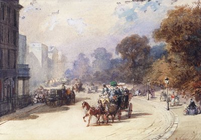 Carrozza in una strada di Londra da Eugene Louis Lami
