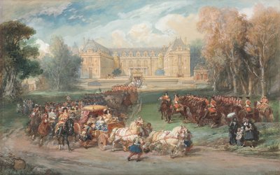 Luigi XIV guida la sua carrozza nel Parco di Versailles da Eugene Louis Lami