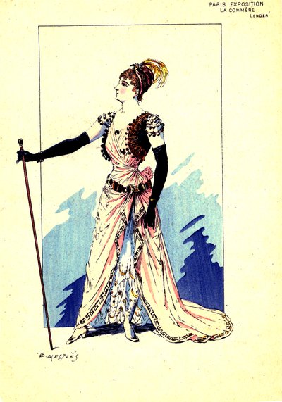 Costume per la commedia "Il pettegolezzo" (incisione) da Eugene Mesples