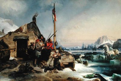 Svernamento di una squadra di marinai olandesi sulla costa orientale di Novaya Zemlya da Eugene Modeste Edmond Lepoittevin