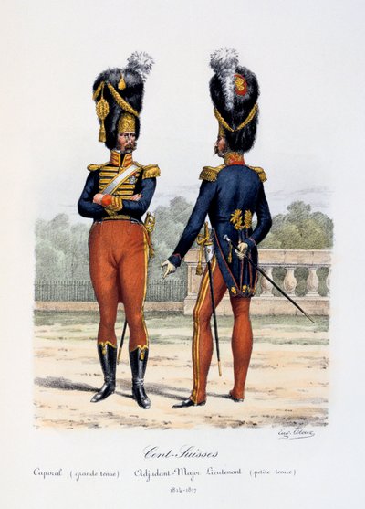 Cent-Suisses, Caporale grande uniforme, Tenente aiutante maggiore, 1814-17 da Eugene Titeux