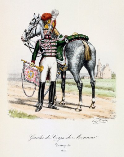 Gardes-du-Corps de Monsieur, Trombettiere, 1820 da Eugene Titeux