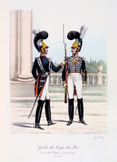 Gardes-du-Corps de Roi, Service de Chateau, grande tenue, 1820-30 da Eugene Titeux