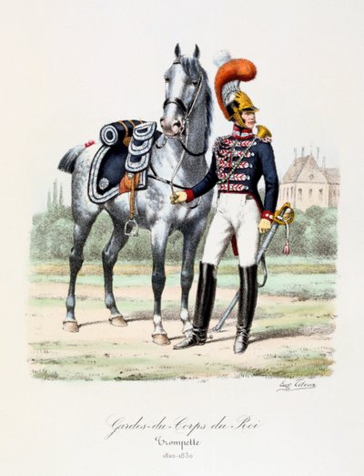 Gardes-du-Corps de Roi, trombettiere, c1820-30 da Eugene Titeux