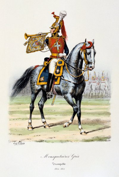 Mousquetaires Gris, Trombettiere, 1814-15 da Eugene Titeux