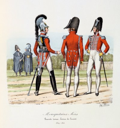 Mousquetaires Noirs, Grande Tenue e Tenue de Société, 1814-15 da Eugene Titeux