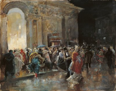 Arrivo al teatro in una notte di ballo in maschera da Eugenio Lucas Villaamil