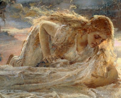 La Maddalena bacia i piedi di Cristo mentre viene deposto dalla croce (dettaglio) da Eugenio Prati
