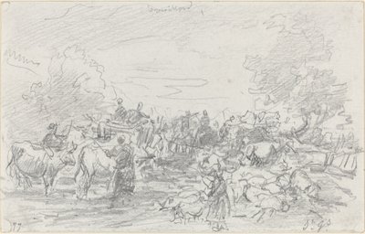 Mandrie che attraversano un ruscello da Eugène Boudin
