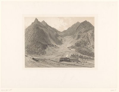Paesaggio montano con casa in alpeggio da Eugène Cicéri (attributed to)