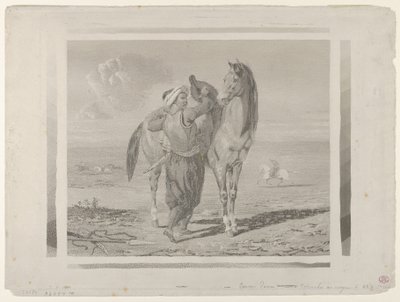 Un turco che sella il suo cavallo, 1824 da Eugène Delacroix