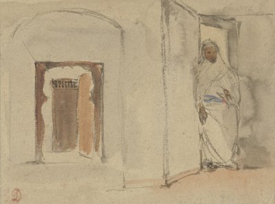 Arabo davanti alla porta della sua casa da Eugène Delacroix
