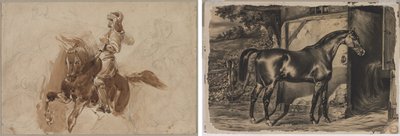 Figura corazzata a cavallo (recto); Cavallo davanti a un fienile (verso) da Eugène Delacroix