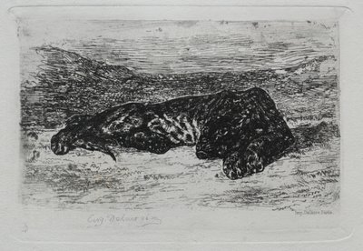 Tigre accovacciata nel deserto da Eugène Delacroix