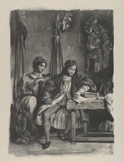 Goetz von Berlichingen che scrive le sue memorie da Eugène Delacroix