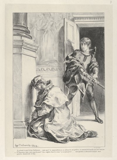 Amleto tenta di uccidere il re da Eugène Delacroix