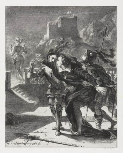 Amleto: Amleto si precipita a seguire il fantasma di suo padre da Eugène Delacroix