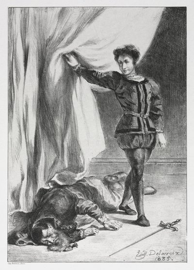 Amleto: Amleto e il cadavere di Polonio da Eugène Delacroix
