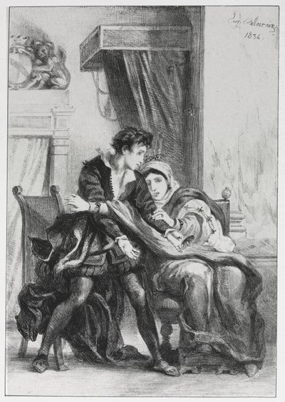 Amleto: Amleto e la regina da Eugène Delacroix
