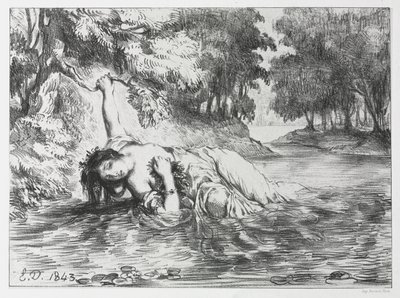 Amleto: La morte di Ofelia, 1843 da Eugène Delacroix