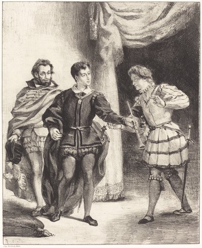 Amleto e Guildenstern Atto III, Scena II, 1834-1843 da Eugène Delacroix