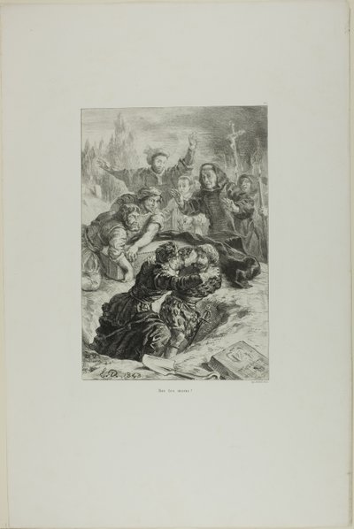 Amleto e Laerte sulla tomba di Ofelia, tavola 15 da Amleto da Eugène Delacroix