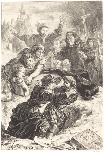 Amleto e Laerte nella Tomba di Ofelia (Atto V, Scena I) da Eugène Delacroix