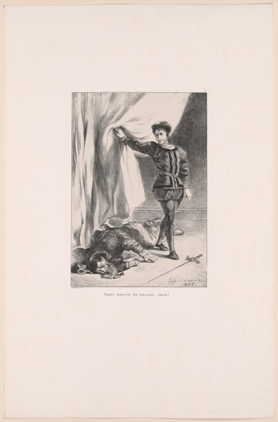 Amleto e il corpo di Polonio, tavola 11 da Amleto da Eugène Delacroix