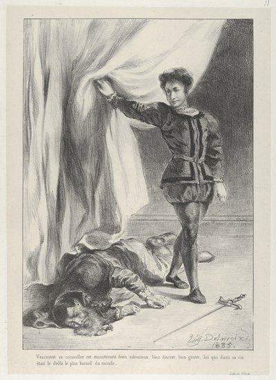 Amleto e il cadavere di Polonio da Eugène Delacroix