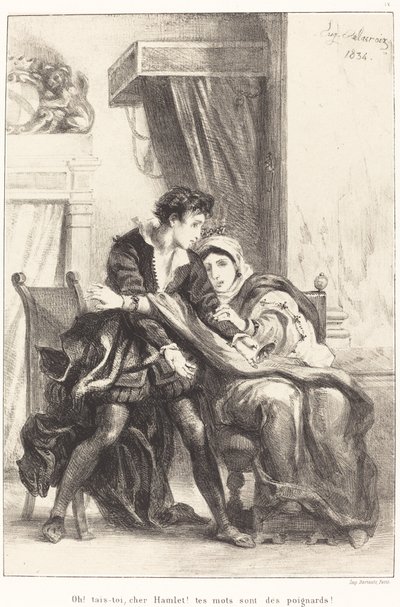 Amleto e la Regina Atto III, Scena IV da Eugène Delacroix