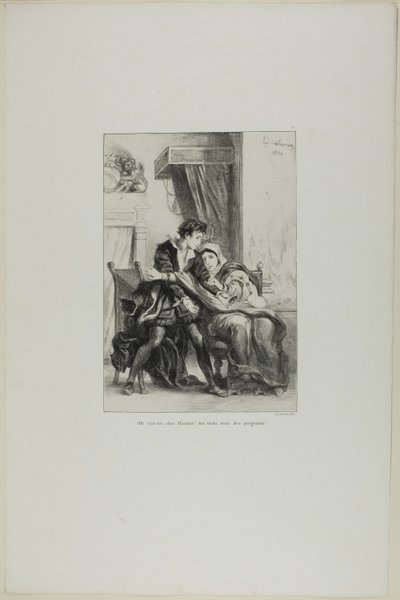 Amleto e la regina, tavola 10 da Amleto da Eugène Delacroix
