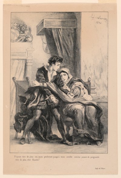 Illustrazione per Amleto: Amleto e la Regina (III,4) da Eugène Delacroix