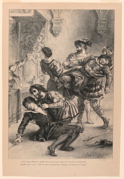 Illustrazione per Amleto: La morte di Amleto (V,2) da Eugène Delacroix