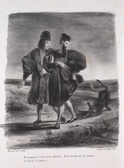 Illustrazioni per Faust: Faust, Mefistofele e il barbet da Eugène Delacroix
