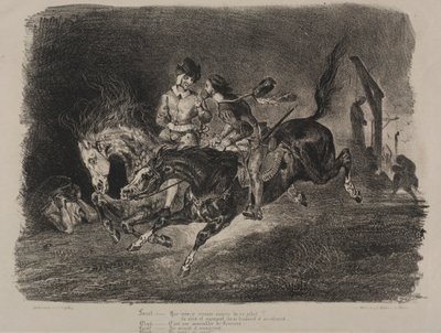 Illustrazioni per Faust: Faust e Mefistofele a cavallo sul sabba da Eugène Delacroix