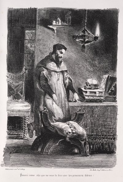 Illustrazioni per Faust: Faust nel suo camerino da Eugène Delacroix