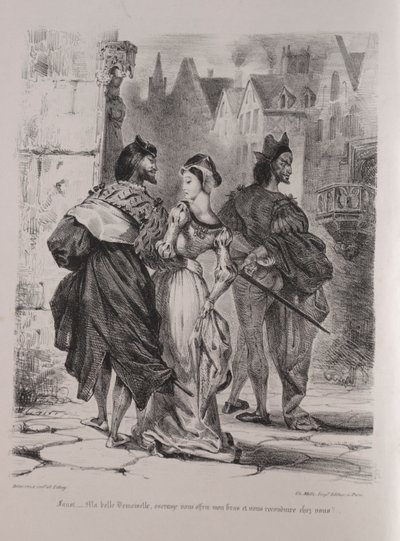 Illustrazioni per Faust: Faust cerca di sedurre Margherita da Eugène Delacroix