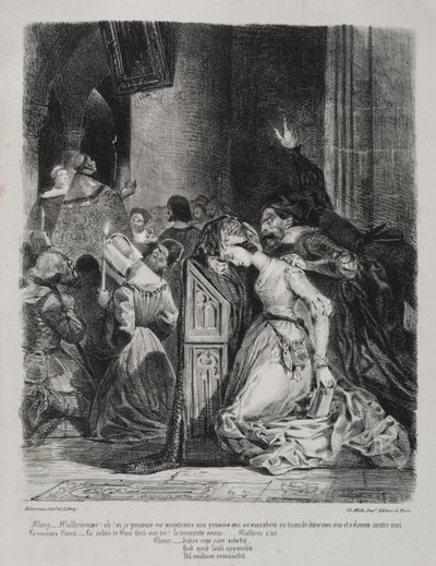 Illustrazioni per Faust: Margherita in chiesa da Eugène Delacroix
