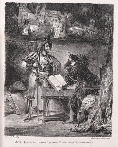 Illustrazioni per Faust: Mefistofele visita Faust da Eugène Delacroix