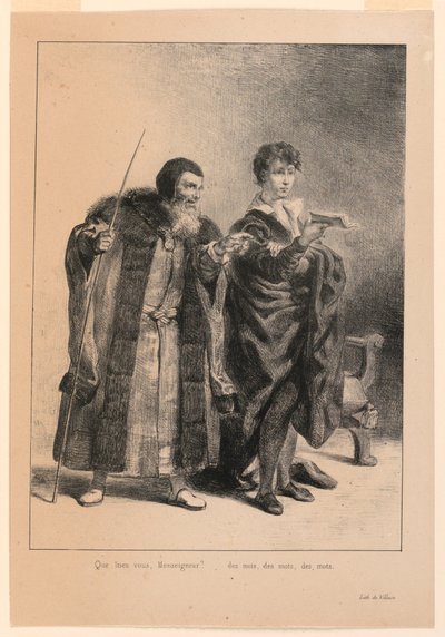 Illustrazione per Amleto. Polonio e Amleto (II,2) da Eugène Delacroix
