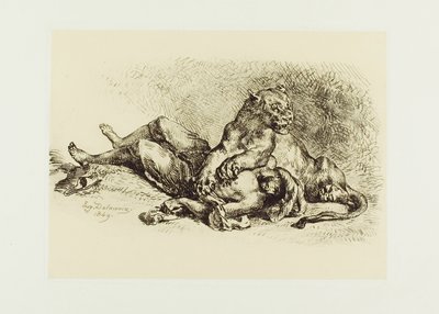 Leonessa che Strappa il Petto di un Arabo da Eugène Delacroix