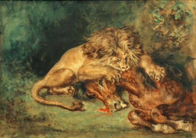 Leone che strappa un cavallo da Ferdinand Victor Eugene Delacroix