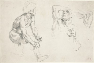 Nudo maschile che posa per Figure nella Frise de la Guerre da Eugène Delacroix