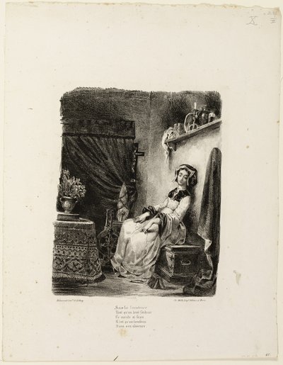 Margherita alla ruota del filatoio da Eugène Delacroix