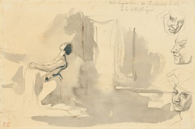 Margherita in chiesa con studi sulla testa di Mefistofele da Eugène Delacroix
